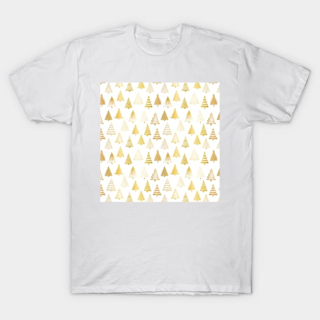 Christmas Trees Faux Gold Foil T-Shirt by Sandra Hutter Designs